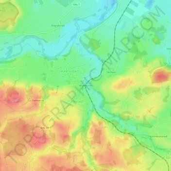 Mühlbichelの地形図、標高、地勢