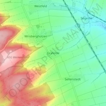 Grafeldeの地形図、標高、地勢