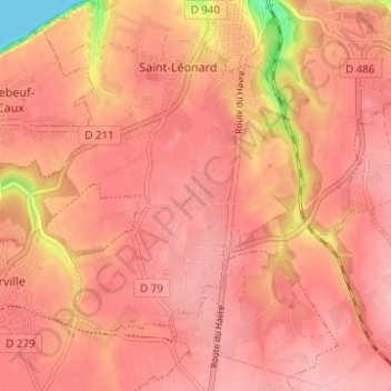 La Croix Bigotの地形図、標高、地勢