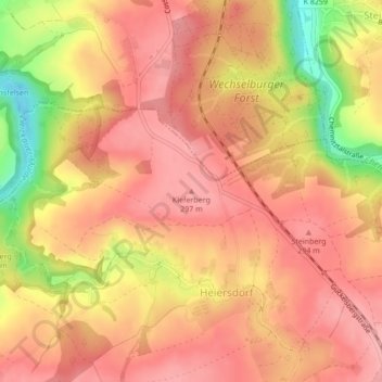 Kieferbergの地形図、標高、地勢
