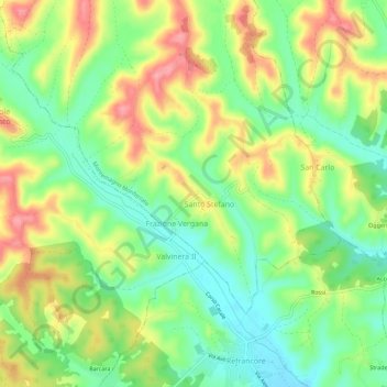 Ferreriの地形図、標高、地勢
