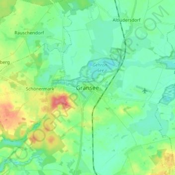 Granseeの地形図、標高、地勢