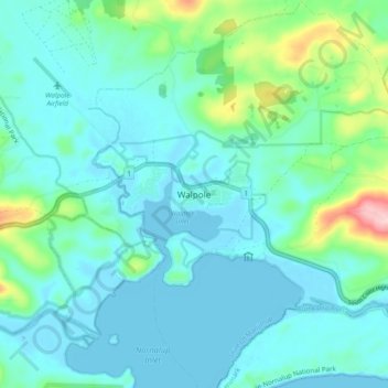 Walpoleの地形図、標高、地勢