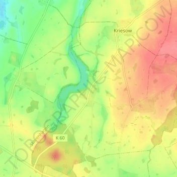 Tüzenの地形図、標高、地勢