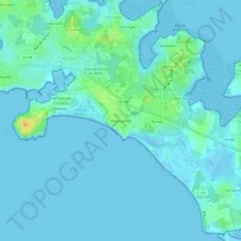 Kerjouannoの地形図、標高、地勢