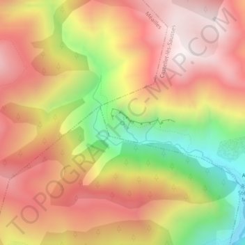 Sources du Coulompの地形図、標高、地勢