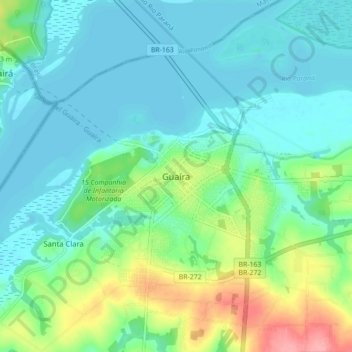 Guairaの地形図、標高、地勢