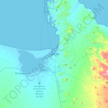 La Pazの地形図、標高、地勢