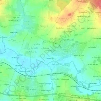 La Champagneの地形図、標高、地勢