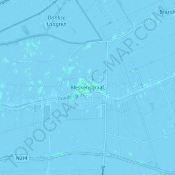 Bleskensgraafの地形図、標高、地勢