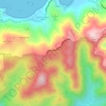 Centralの地形図、標高、地勢