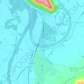 Le Passageの地形図、標高、地勢
