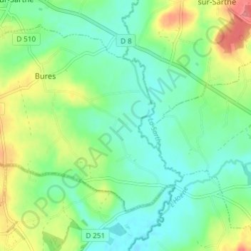 La Rivièreの地形図、標高、地勢
