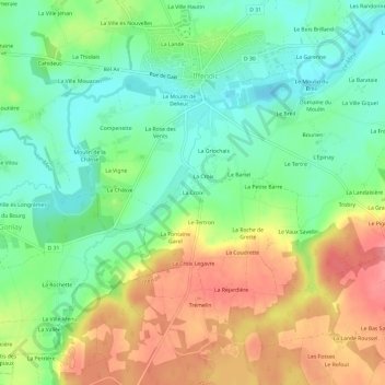 La Croixの地形図、標高、地勢