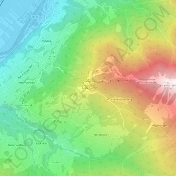 Grafenastの地形図、標高、地勢