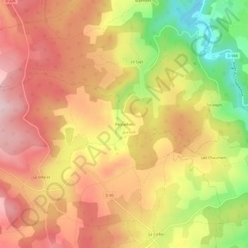 Parpaillonの地形図、標高、地勢