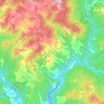 Lecchiの地形図、標高、地勢