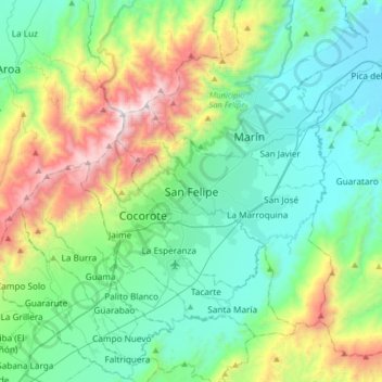 San Felipeの地形図、標高、地勢