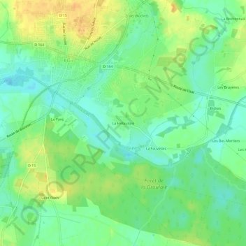 La Frelaudaisの地形図、標高、地勢