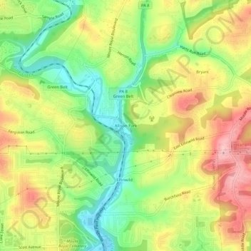 Allison Parkの地形図、標高、地勢