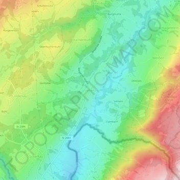 Siebersの地形図、標高、地勢