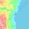 Borbonの地形図、標高、地勢
