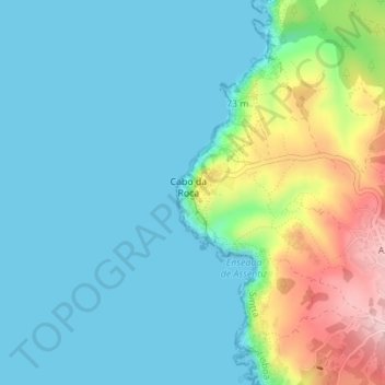 Cape Rocaの地形図、標高、地勢