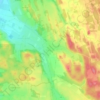 Marnbachの地形図、標高、地勢