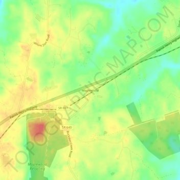 Maplewoodの地形図、標高、地勢