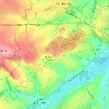 Upen d'Avalの地形図、標高、地勢