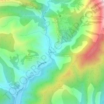 Esclangonの地形図、標高、地勢
