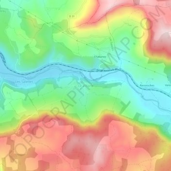 Le Villardの地形図、標高、地勢