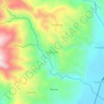 Talambanの地形図、標高、地勢