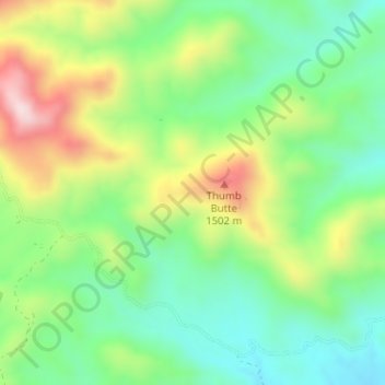 Thumb Butteの地形図、標高、地勢