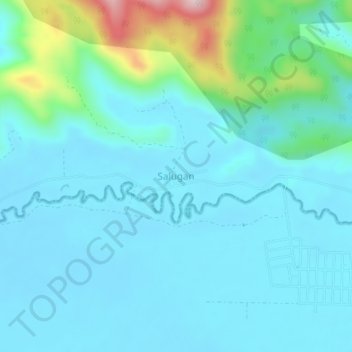 Saluganの地形図、標高、地勢