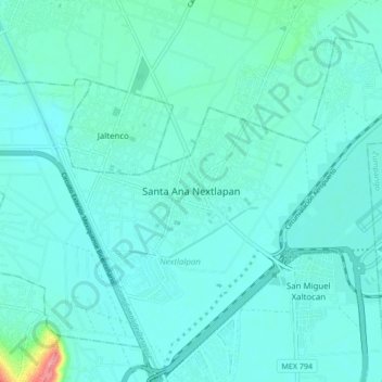 Santa Ana Nextlapanの地形図、標高、地勢