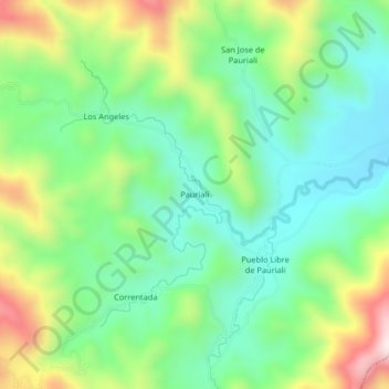 Paurialiの地形図、標高、地勢