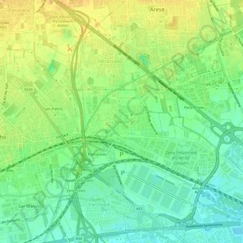 Mazzoの地形図、標高、地勢