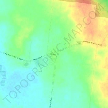 Gorokeの地形図、標高、地勢