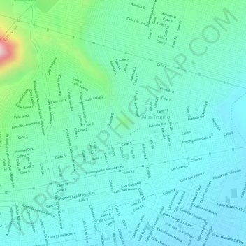 CERRO BOLONGOの地形図、標高、地勢