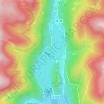 Lac de Kruthの地形図、標高、地勢