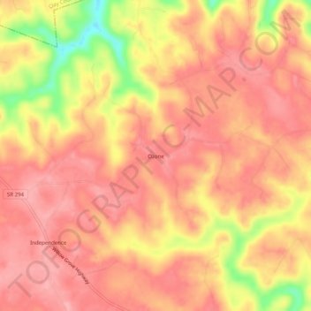 Ozoneの地形図、標高、地勢