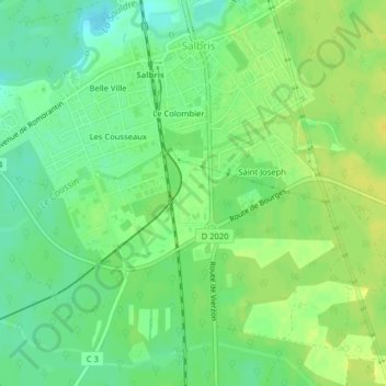 Le Stadeの地形図、標高、地勢