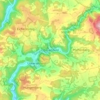 Oberailsfeldの地形図、標高、地勢