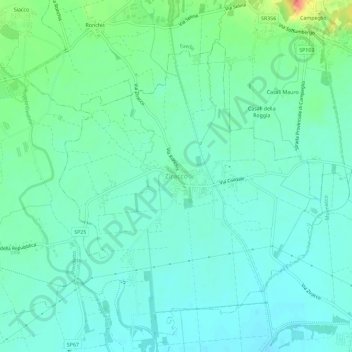 Ziraccoの地形図、標高、地勢