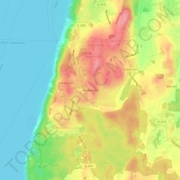 Sibichhausenの地形図、標高、地勢