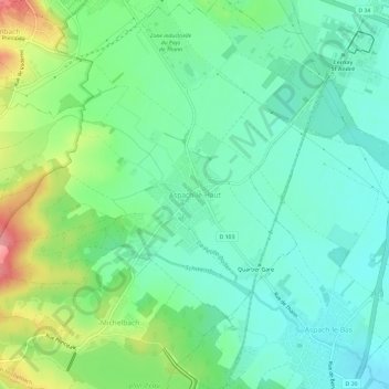 Aspach-le-Hautの地形図、標高、地勢