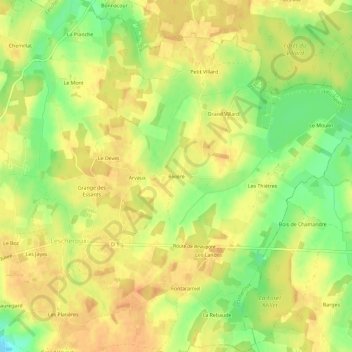 Rivièreの地形図、標高、地勢