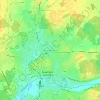 Clos de la Malicorneの地形図、標高、地勢