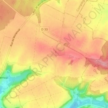 Brassoirの地形図、標高、地勢